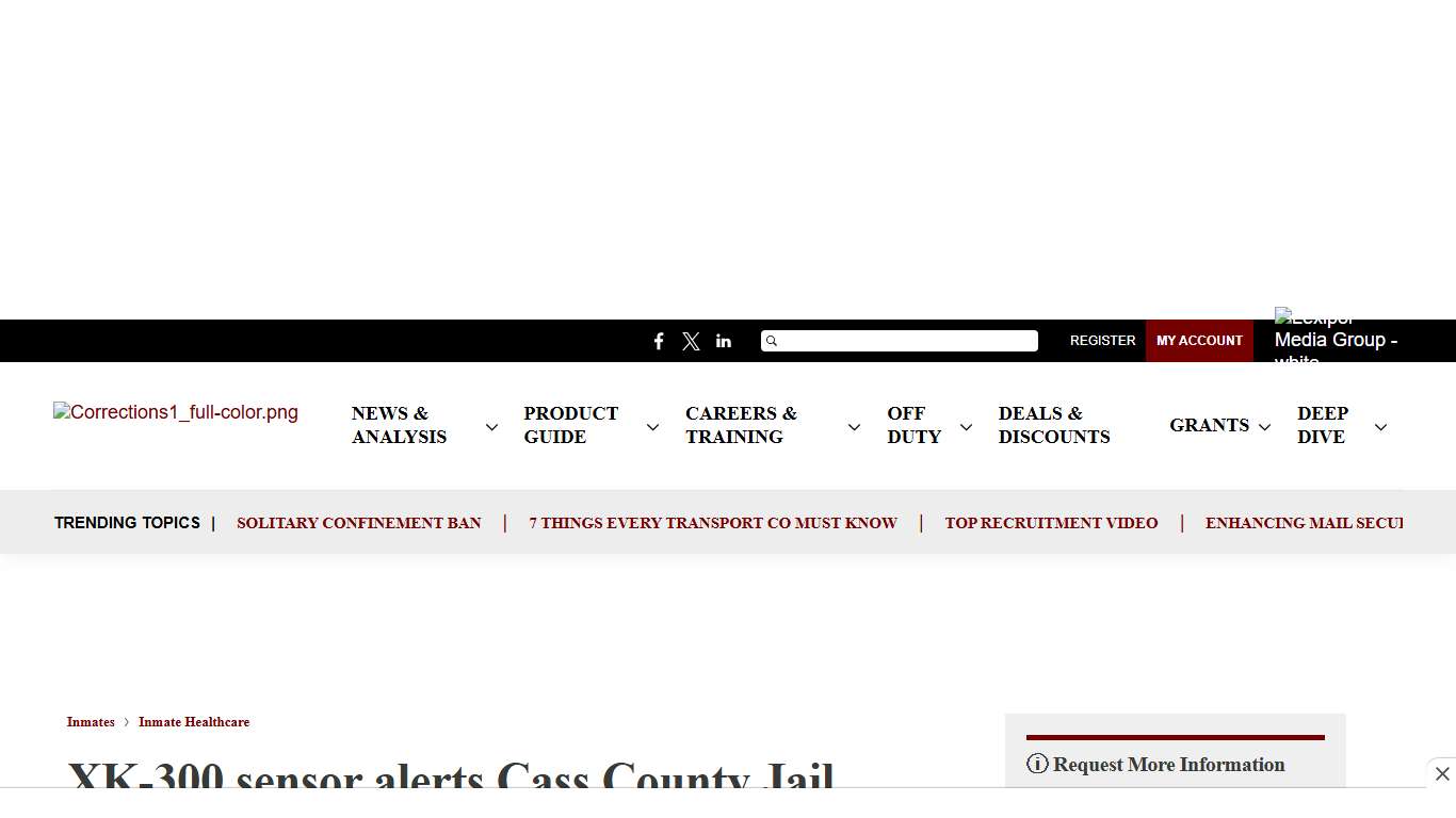 XK-300 sensor alerts Cass County Jail staff to life-threatening emergency, enabling successful rescue